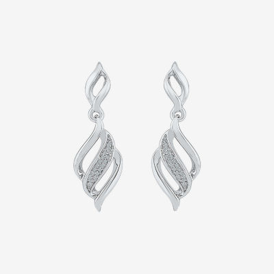 Diamond Accent Natural White Diamond Sterling Silver Drop Earrings