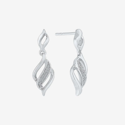 Diamond Accent Mined Diamond Sterling Silver Drop Earrings