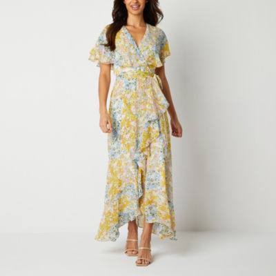 Danny & Nicole Short Sleeve Floral Maxi Dress