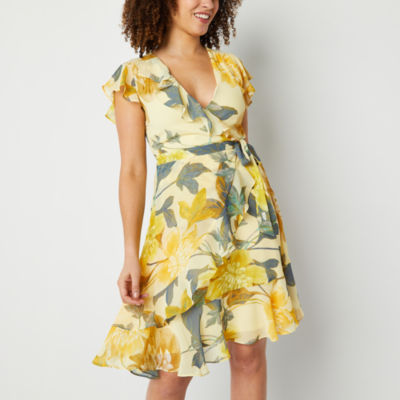 Danny & Nicole Short Sleeve Floral Fit + Flare Dress