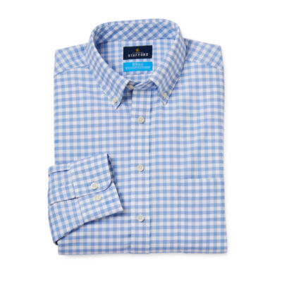 Stafford Coolmax Oxford Slim Mens Fit Long Sleeve Gingham Button-Down Shirt