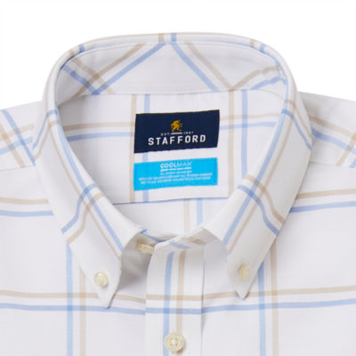 Stafford Coolmax Oxford Slim Mens Fit Long Sleeve Button-Down Shirt