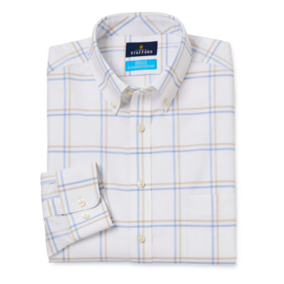 Stafford Coolmax Oxford Slim Mens Fit Long Sleeve Button-Down Shirt