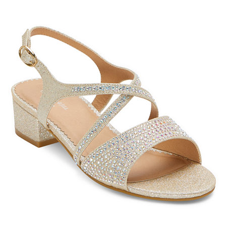 Christie & Jill Little & Big Girls Cj Leah Heeled Sandals, 4 Medium, Yellow