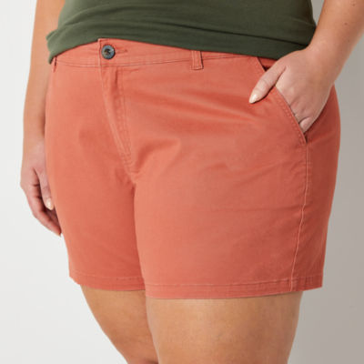 a.n.a Womens Mid Rise 4 1/2" Chino Short-Plus