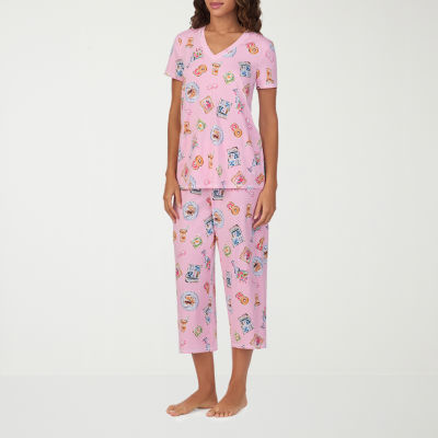 Cuddl Duds Womens V-Neck Short Sleeve 2-pc. Pajama Sets