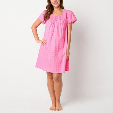 Adonna Womens Scoop Neck Short Sleeve Nightgown, Medium, Pink