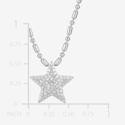 Womens 1/4 CT. T.W. Natural White Diamond Sterling Silver Star Pendant Necklace