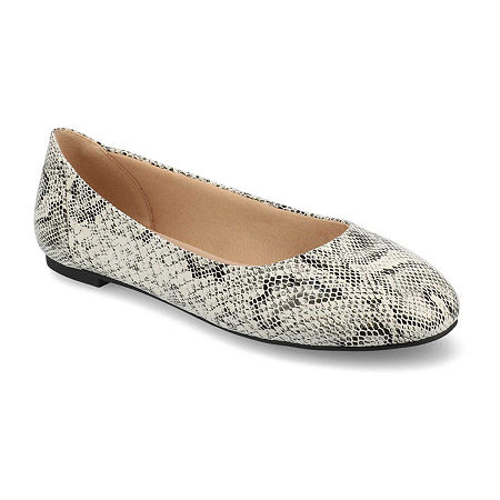 Journee Collection Kavn Womens Round Ballet Flats, 8 Wide, White