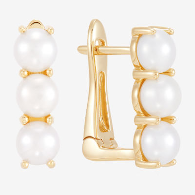 Limited Quantities! Womens Dyed White Cultured Freshwater Pearl 14K Gold 17mm Hoop Earrings