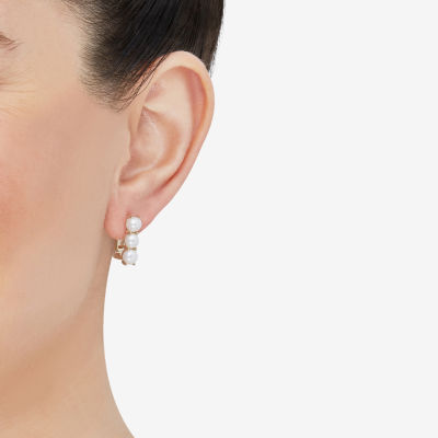 Limited Quantities! Womens Dyed White Cultured Freshwater Pearl 14K Gold 17mm Hoop Earrings