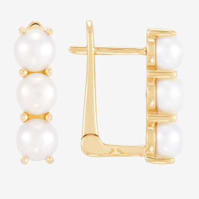 Limited Quantities! Womens Dyed White Cultured Freshwater Pearl 14K Gold 17mm Hoop Earrings