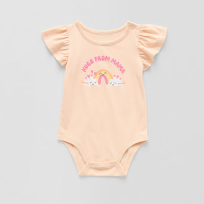 Okie Dokie Baby Girls Round Neck Short Sleeve Bodysuit