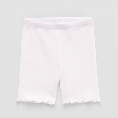 Okie Dokie Rib-Knit Lettuce-Edge Toddler & Little Girls Bike Short, 3t, White