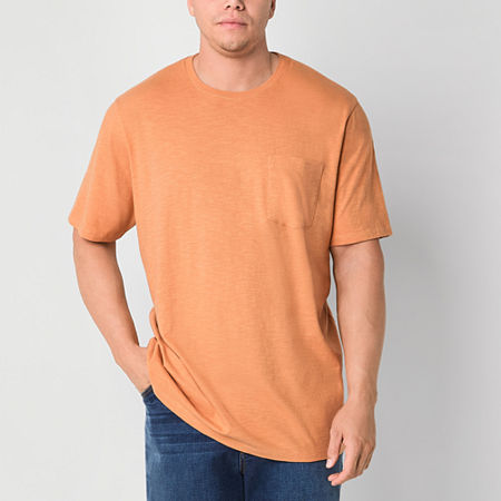 mutual weave Big and Tall Mens Crew Neck Short Sleeve Pocket T-Shirt, 6x-large, Orange