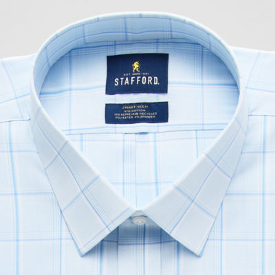 Stafford Smart Tech Mens Big & Tall Regular Fit Stretch Fabric Wrinkle Free Long Sleeve Dress Shirt