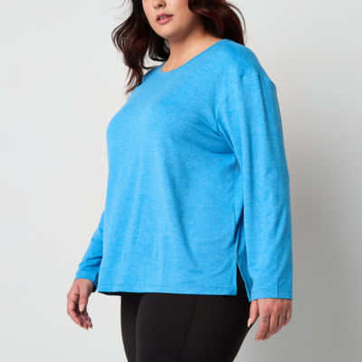 Xersion Womens Plus All Day Crew Neck Long Sleeve Tunic Top