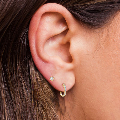 Yes, Please!, (G/I2) Womens 1/10 CT. T.W. Lab Grown White Diamond 14K Gold Over Silver 2 Pair Earring Set