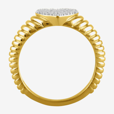 (I / I2) Womens 1/6 CT. T.W. Lab Grown White Diamond 14K Gold Over Silver Heart Cocktail Ring