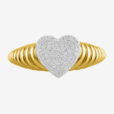 (I / I2) Womens 1/6 CT. T.W. Lab Grown White Diamond 14K Gold Over Silver Heart Cocktail Ring