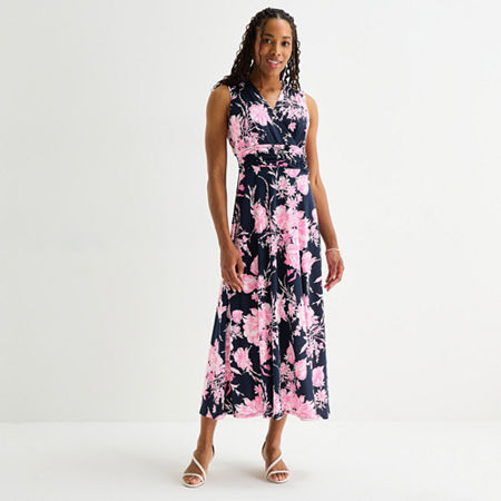 Studio 1 Womens Sleeveless Floral Maxi Dress In Pink