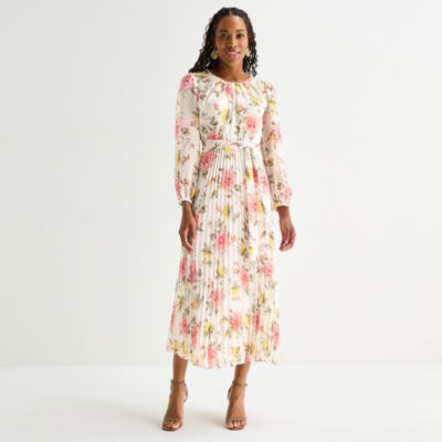 Studio 1 Womens Long Sleeve Floral Maxi Dress