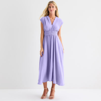 Melonie T Womens Sleeveless Midi Fit + Flare Dress