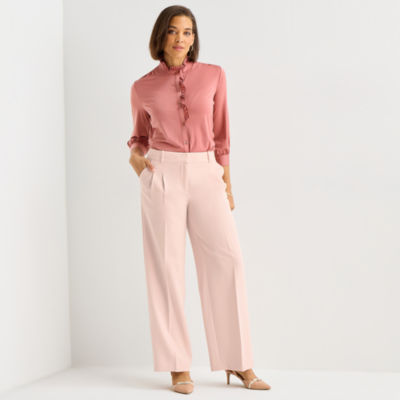 Liz Claiborne Womens Wide Leg Mid Rise Trouser