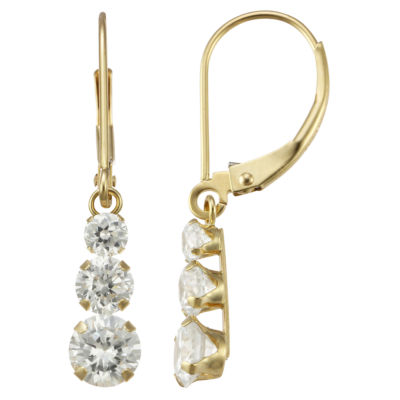 14K Yellow Gold Triple Cubic Zirconia Drop Earrings JCPenney