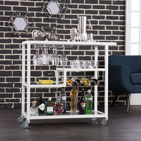 Holly & Martin Zephs Metal-Top Serving Cart, One Size, White