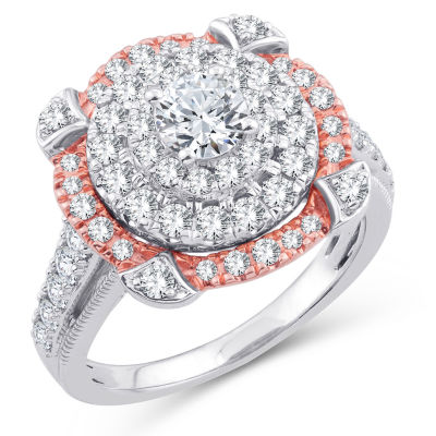 Womens 1 3/4 CT. T.W. Natural White Diamond 10K Gold 10K Rose Gold Round Engagement Ring