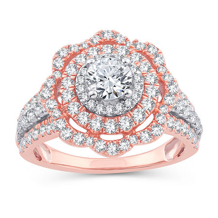 Modern Bride Womens 2 Ct. T.w. Natural White Diamond 10k Gold 10k Rose Gold Round Engagement Ring In Pink