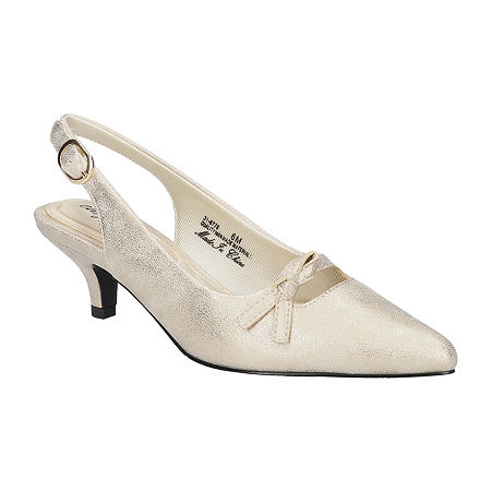 Vintage Wedding Shoes, Flats, Boots, Heels Easy Street Womens Emerin Pointed Toe Kitten Heel Pumps 8 Wide Yellow $47.99 AT vintagedancer.com