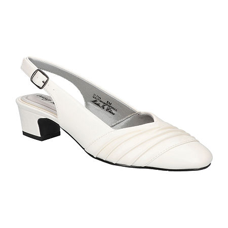 Easy Street Womens Bates Closed Toe Block Heel Pumps, 8 Wide, White