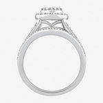 1 1/2 CT. T.W. Diamond Pear Shape Side Stone Halo Bridal Set in 10K or 14K White Gold