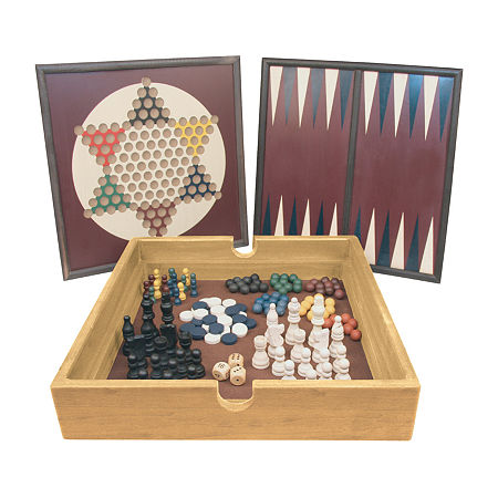 Areyougame.Com 5-In-1 Wood Game Set Board Game, One Size, Multiple Colors