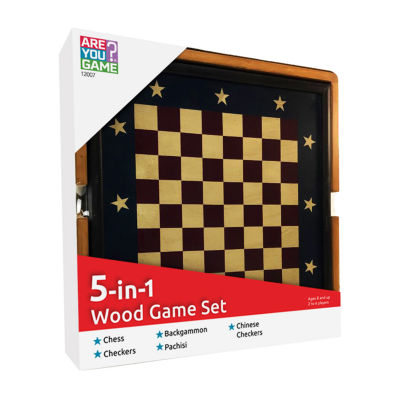 Areyougame.Com 5-In-1 Wood Game Set Board Game
