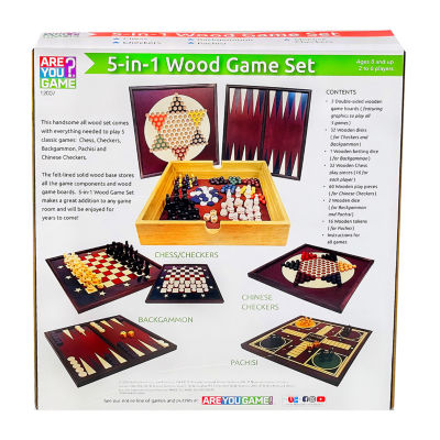 Areyougame.Com 5-In-1 Wood Game Set Board Game