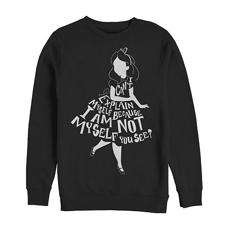Mens Crew Neck Long Sleeve Alice in Wonderland Sweatshirt, X-large, Black