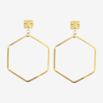 Bijoux Bar Gold Tone Octagon Drop Earrings