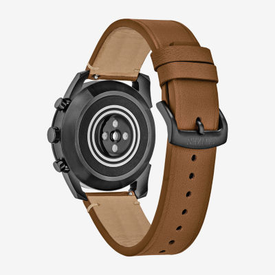 Citizen Mens Chronograph Brown Leather Smart Watch Jx2017-05e