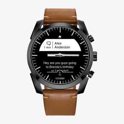 Citizen Mens Chronograph Brown Leather Smart Watch Jx2017-05e