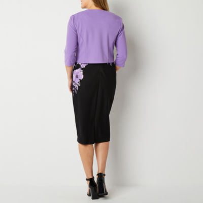 Maya Brooke Womens Floral Jacket Dress