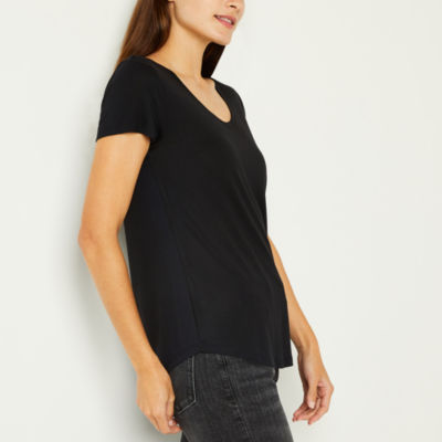 a.n.a Womens Scoop Neck Short Sleeve Tall T-Shirt