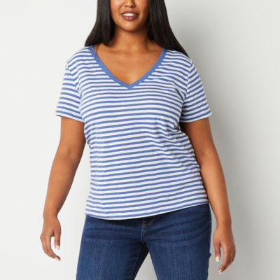 a.n.a Womens Tall V Neck Short Sleeve TShirt JCPenney
