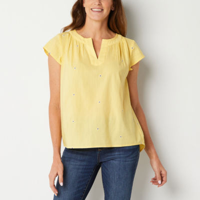 St. John's Bay Tall Womens Short Sleeve Blouse