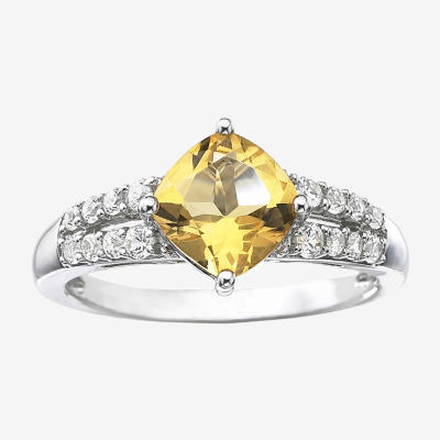 Silvershake 2.5ct Citrine & White Topaz Sterling Silver Cocktail Ring - Trillion Shape Natural Gem - View #3