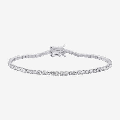 Diamonart White Cubic Zirconia Sterling Silver Round 7.25 Inch Tennis Bracelet