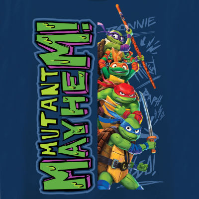 Cotton T shirt Printed Ninja Turtles Short Sleeve Round Neck For Boys - Blue