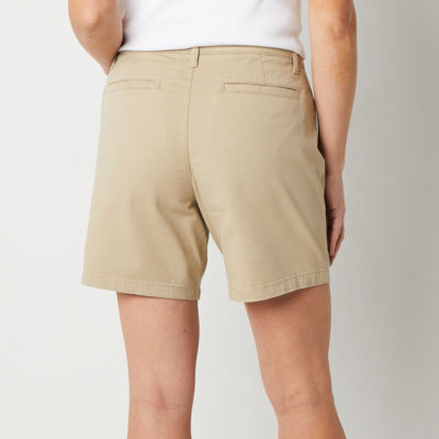 St. John's Bay Womens Mid Rise Secretly Slender 7" Chino Short